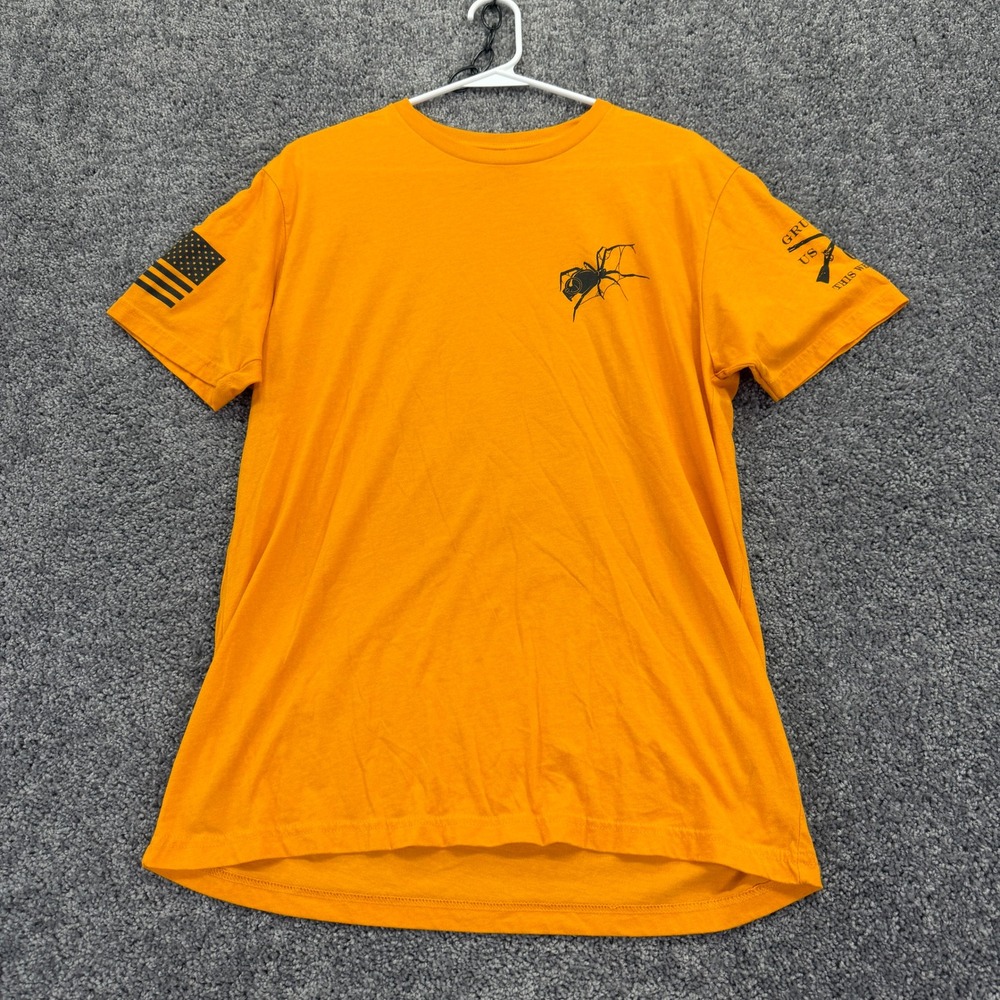 Grunt Style T Shirt Mens L Orange Spider Grenade Graphic Patriotic